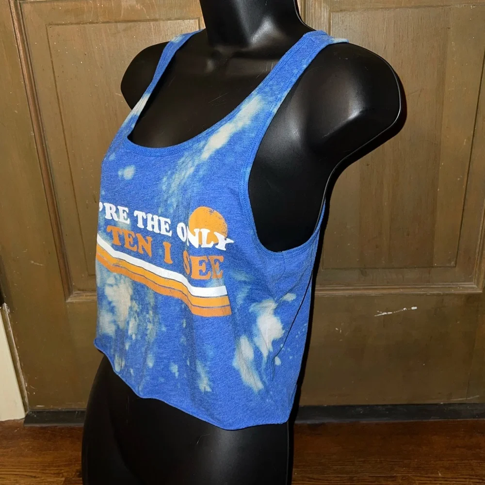 “You’re The Only Ten I See” Tennessee Graphic Blue Tie-Dye Crop Tank Top Size S - Picture 5 of 8